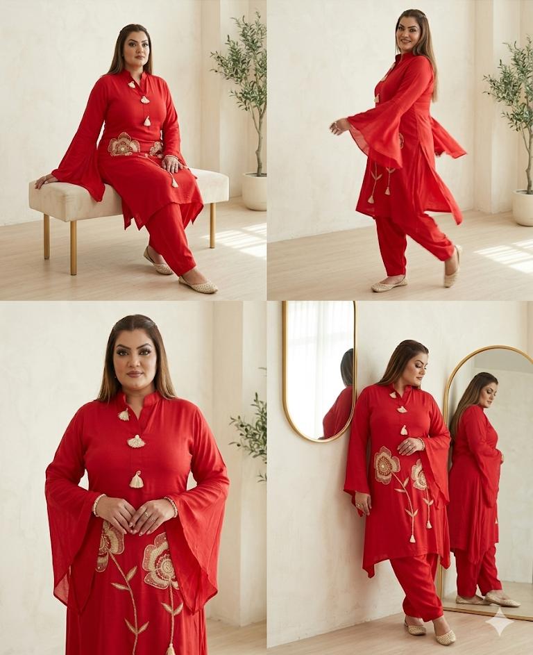 Rose Aura Chic Cord Set ( Crepe)