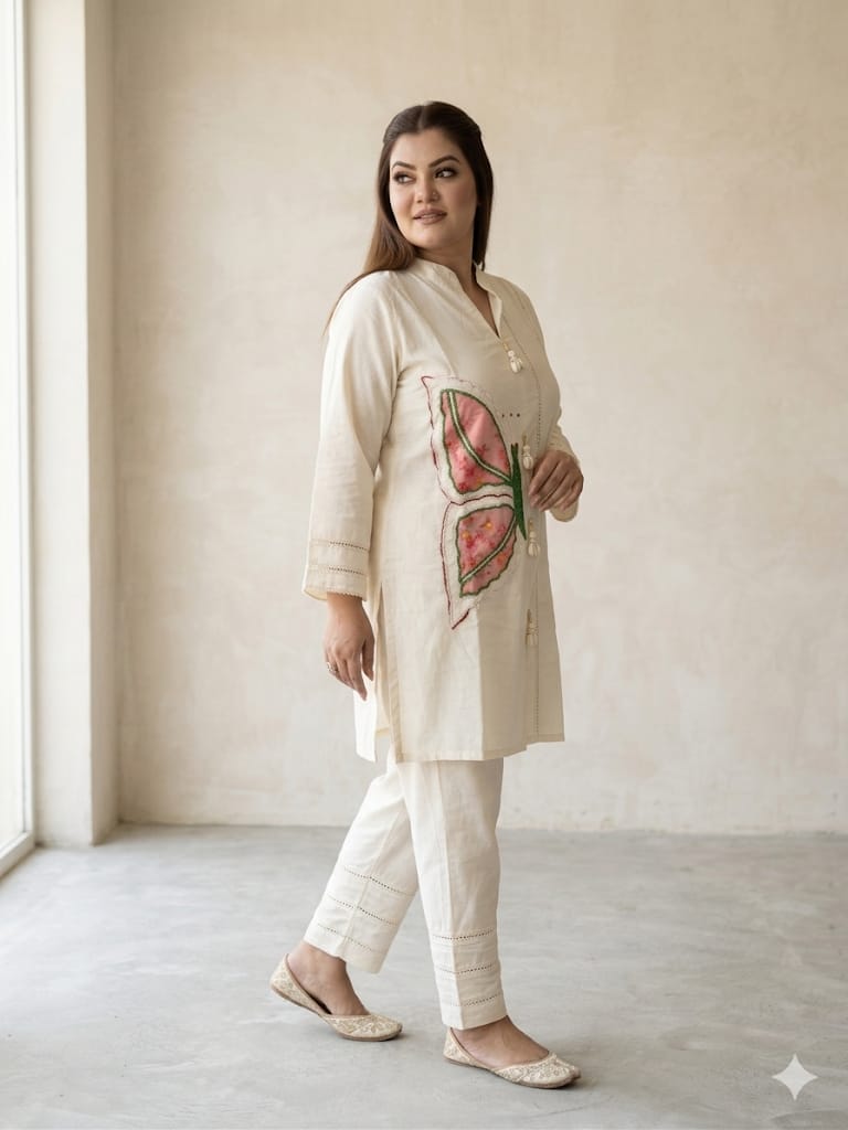 Ivory Butterfly Motif Set (Cotton)