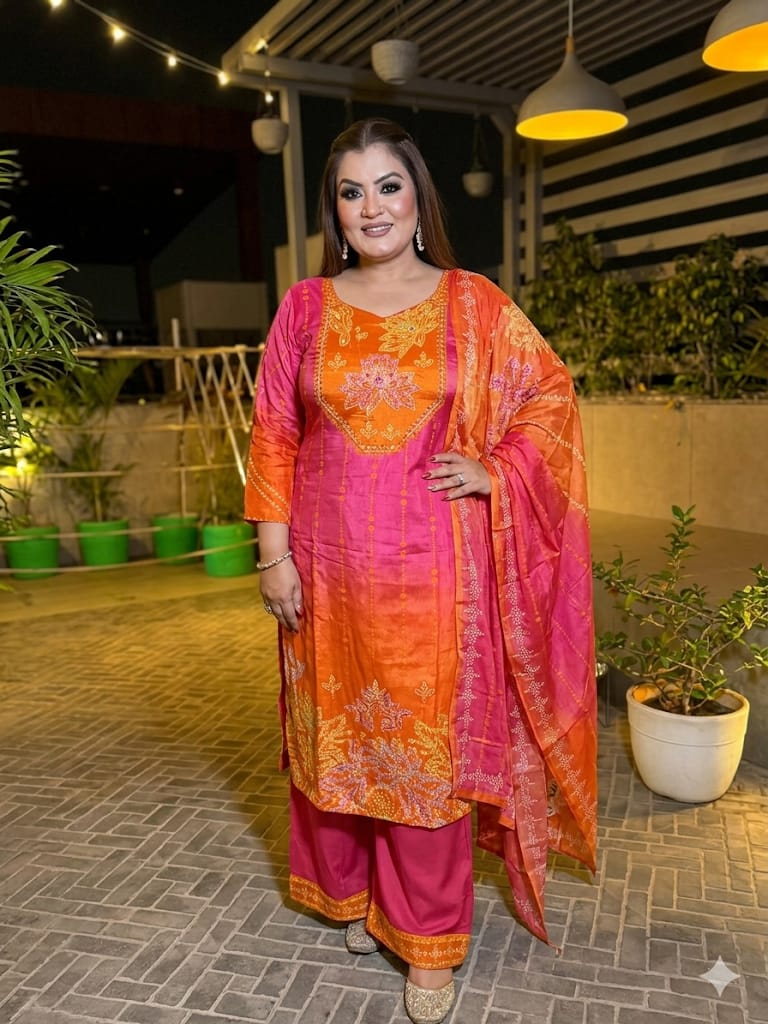 Vibrant Vibe Ethnic Kurta set (Crepe)