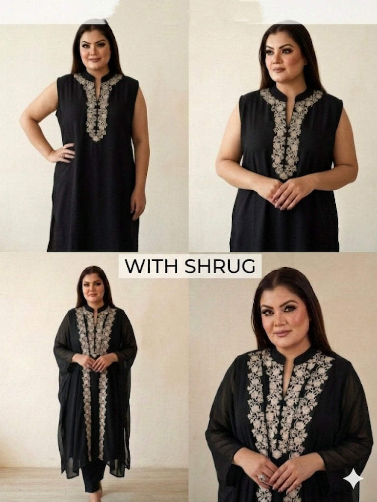 Hand Embroidered Kurti With Elegant Shrug (Georgette)