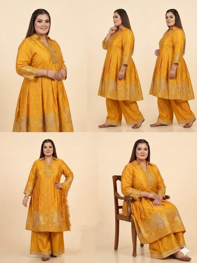 Elegance embroidered Short Anarkali Set (Crepe)