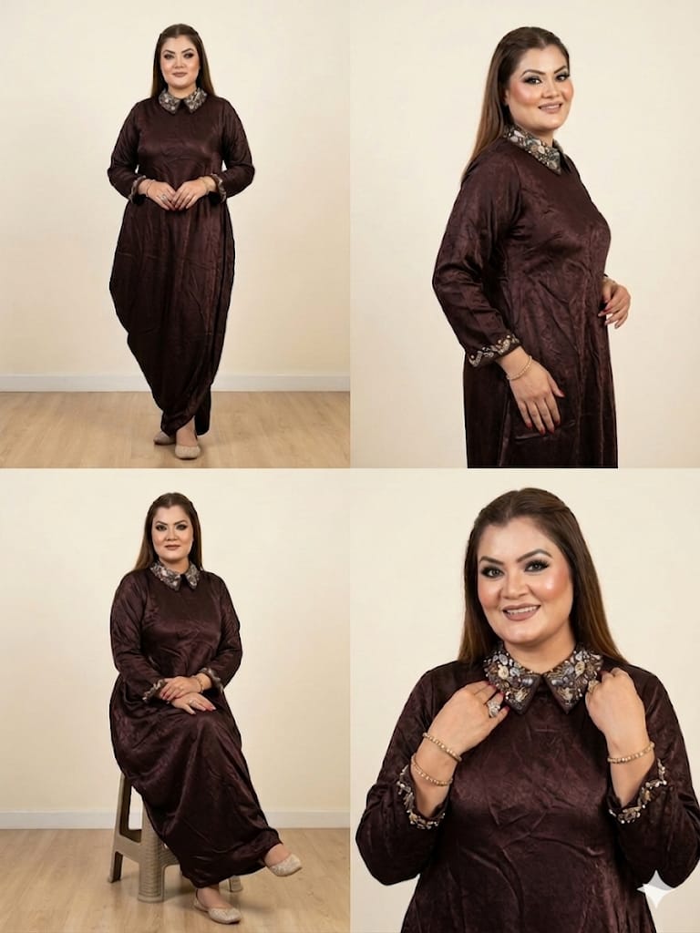 Cowl dress With Neck Design (Crepe)