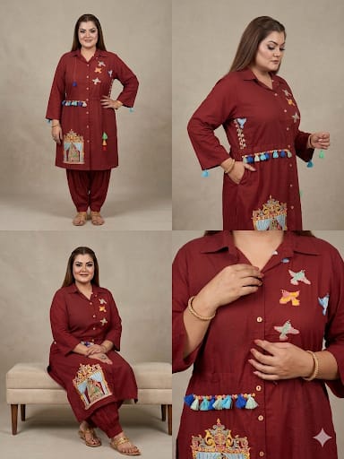 Tunic Embroidered Tassels Work Cord Set (Cotton)