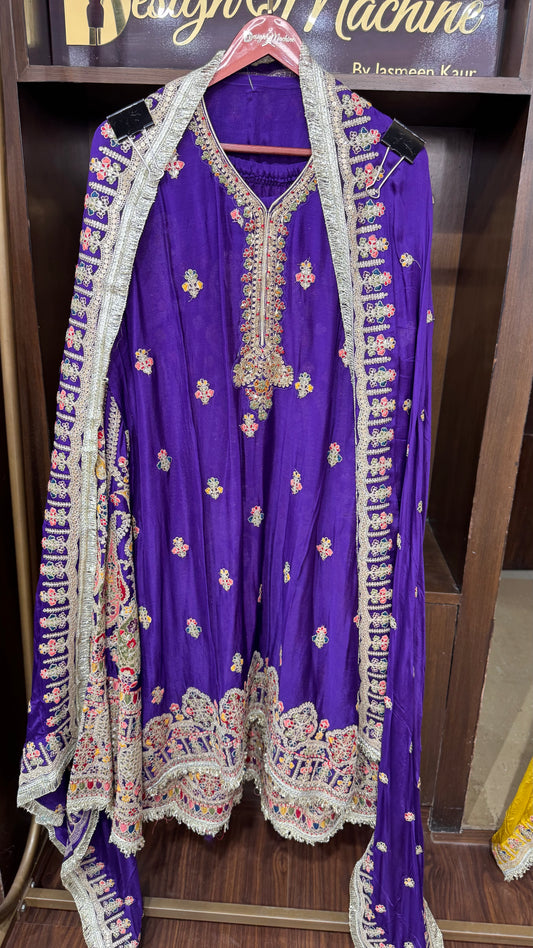 Avelira (Pure Crepe Chinnon Semi-stitch Sharara Suit)