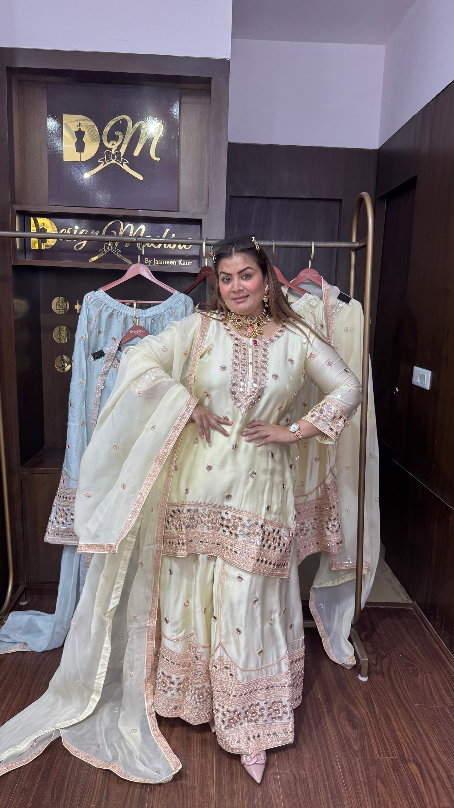 Velunis (Pure Chinnon Sharara Suit)