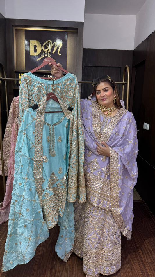 Rovenya (Pure Chinnon Sharara Suit)