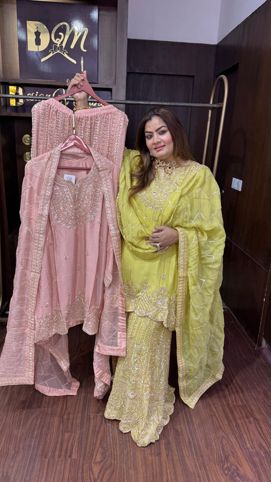Virezza (Pure Chinnon Crepe Sharara Suit)