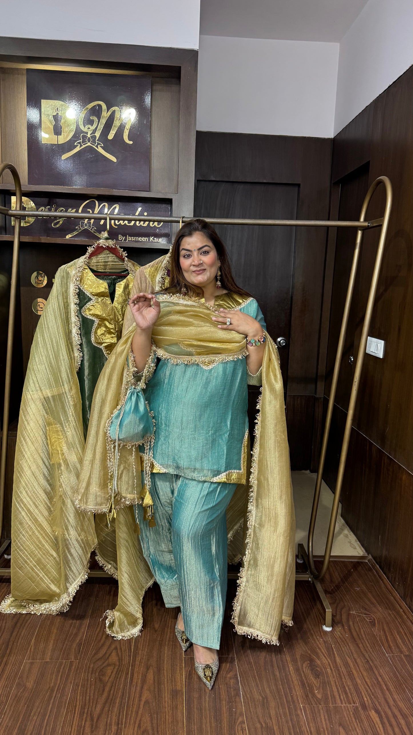 Ritika (Glass Tissue Suit With Potli)
