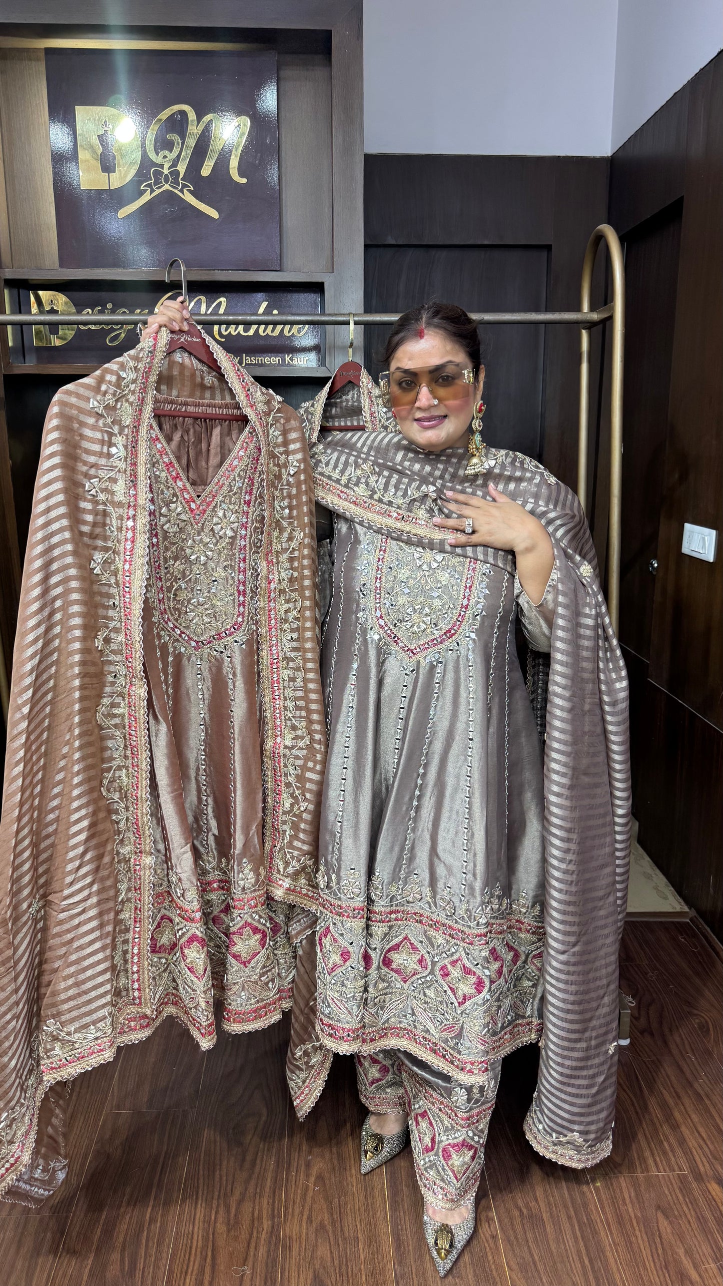 Ziva Glass Tissue Anarkali Suit