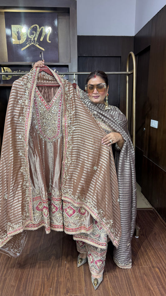 Ziva Glass Tissue Anarkali Suit