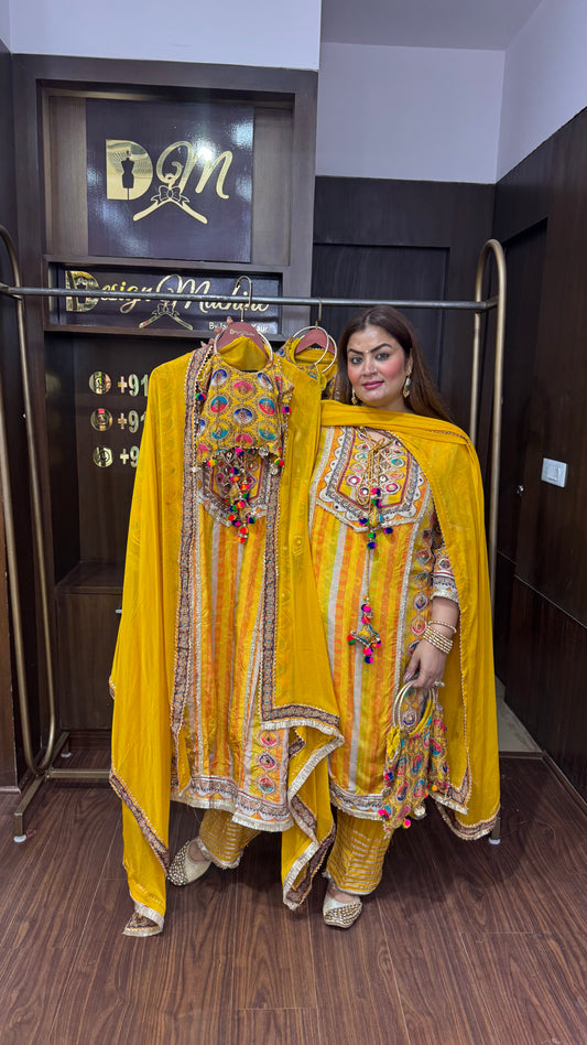Isha (Pure Crepe Suit With Potli)