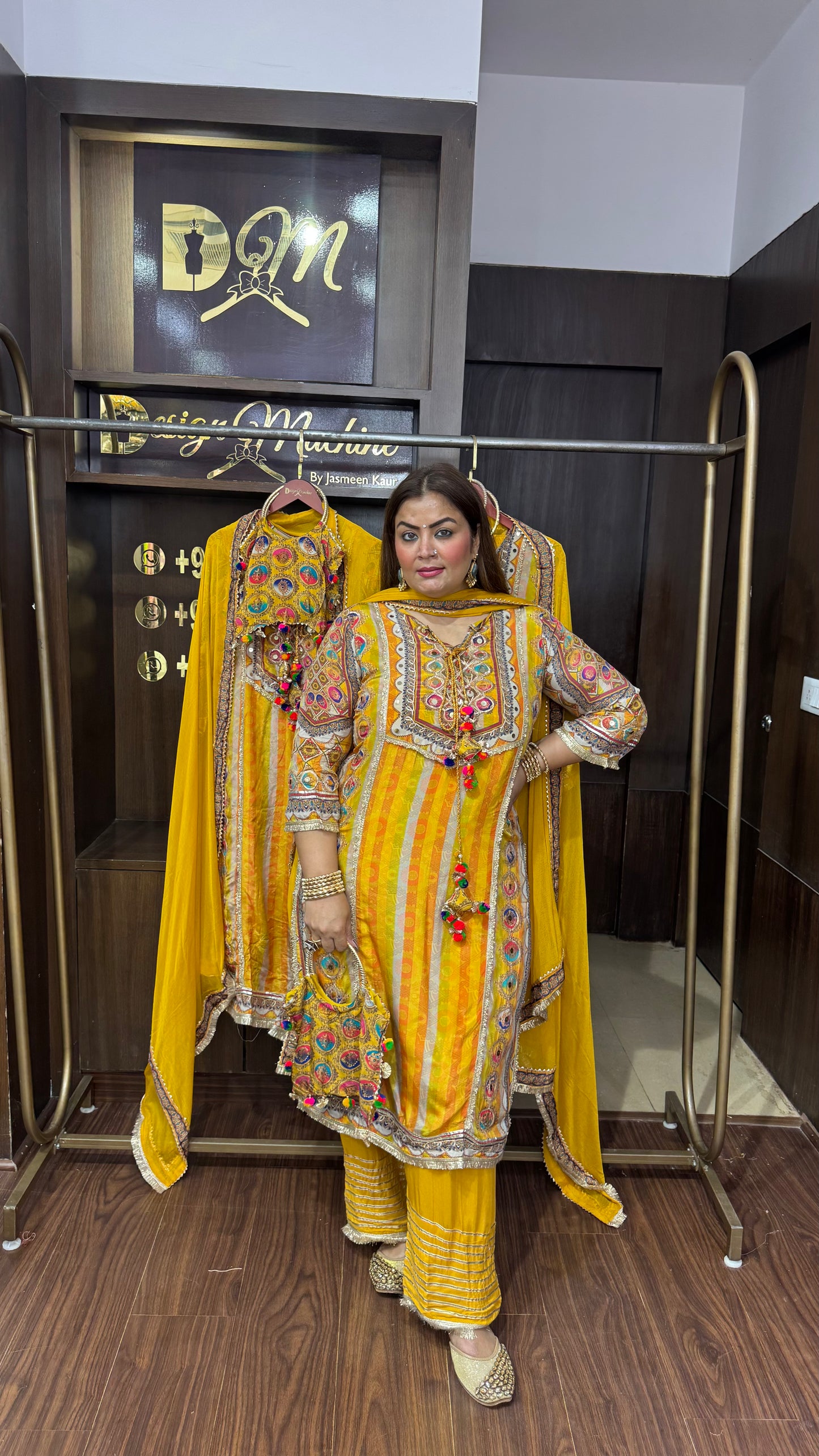 Isha (Pure Crepe Suit With Potli)