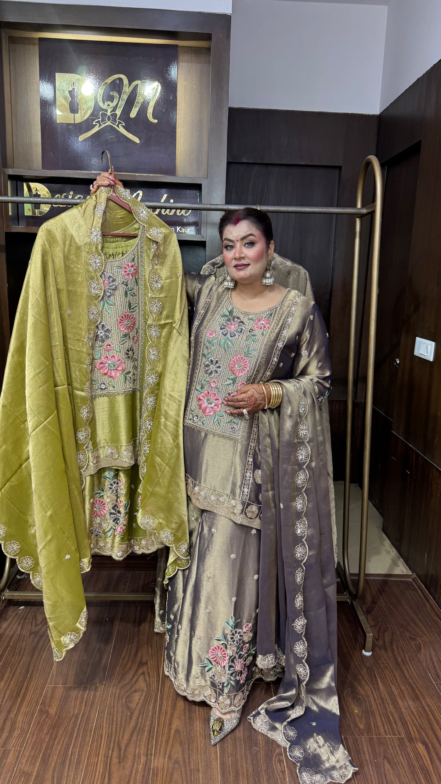 Zevaria Pure Ziraff Tissue Sharara Suit