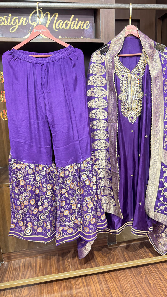Vihana (Banarasi Silk Semistitch Sharara Suit)