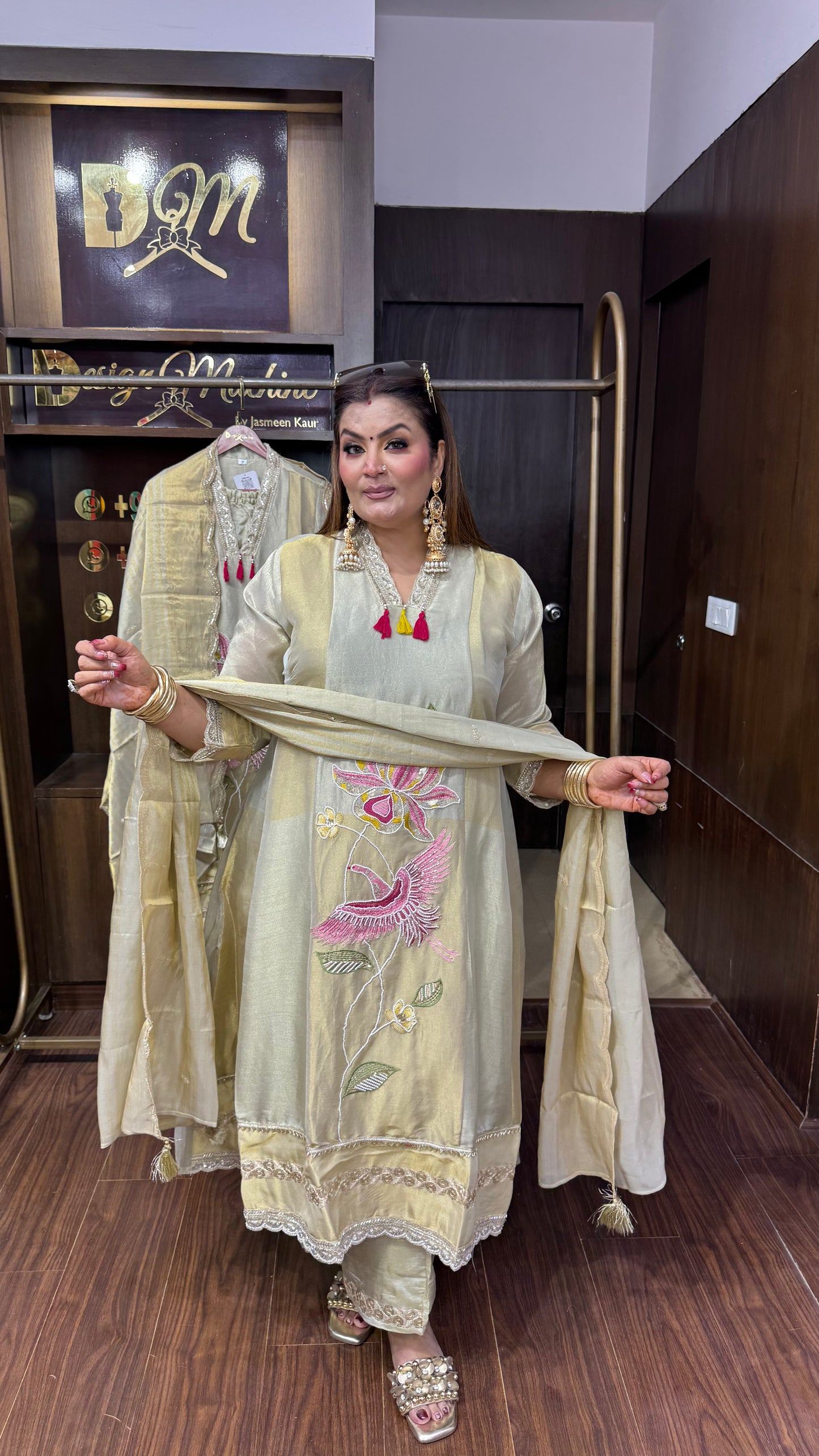 Elvanya Glass Tissue Anarkali Suit