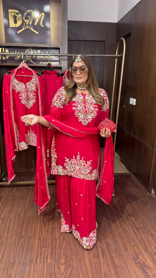 Zanira (Chinnon Crepe Sharara Suit )