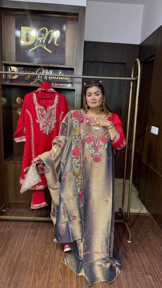 Arohi Crush Tissue Unstitched Suit