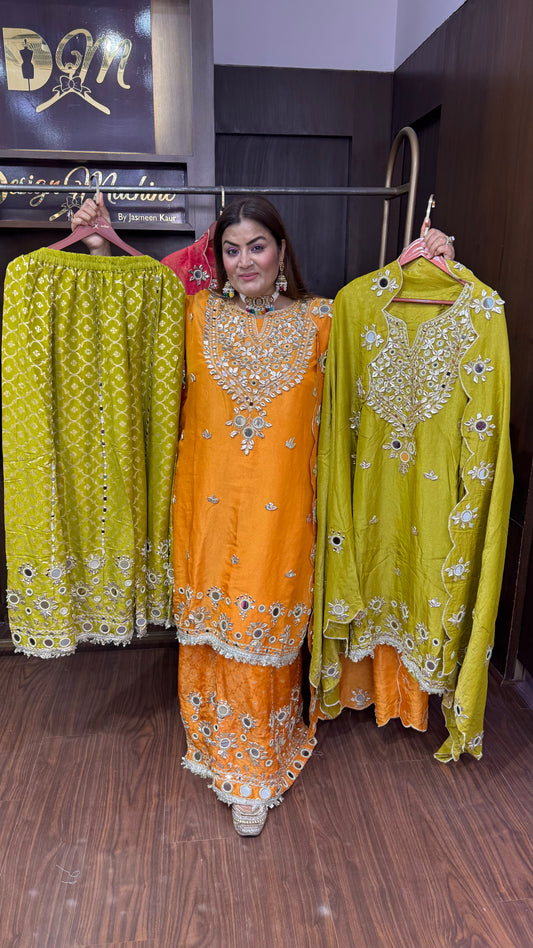 Noor Mahal Glass Tissue Sharara Suit