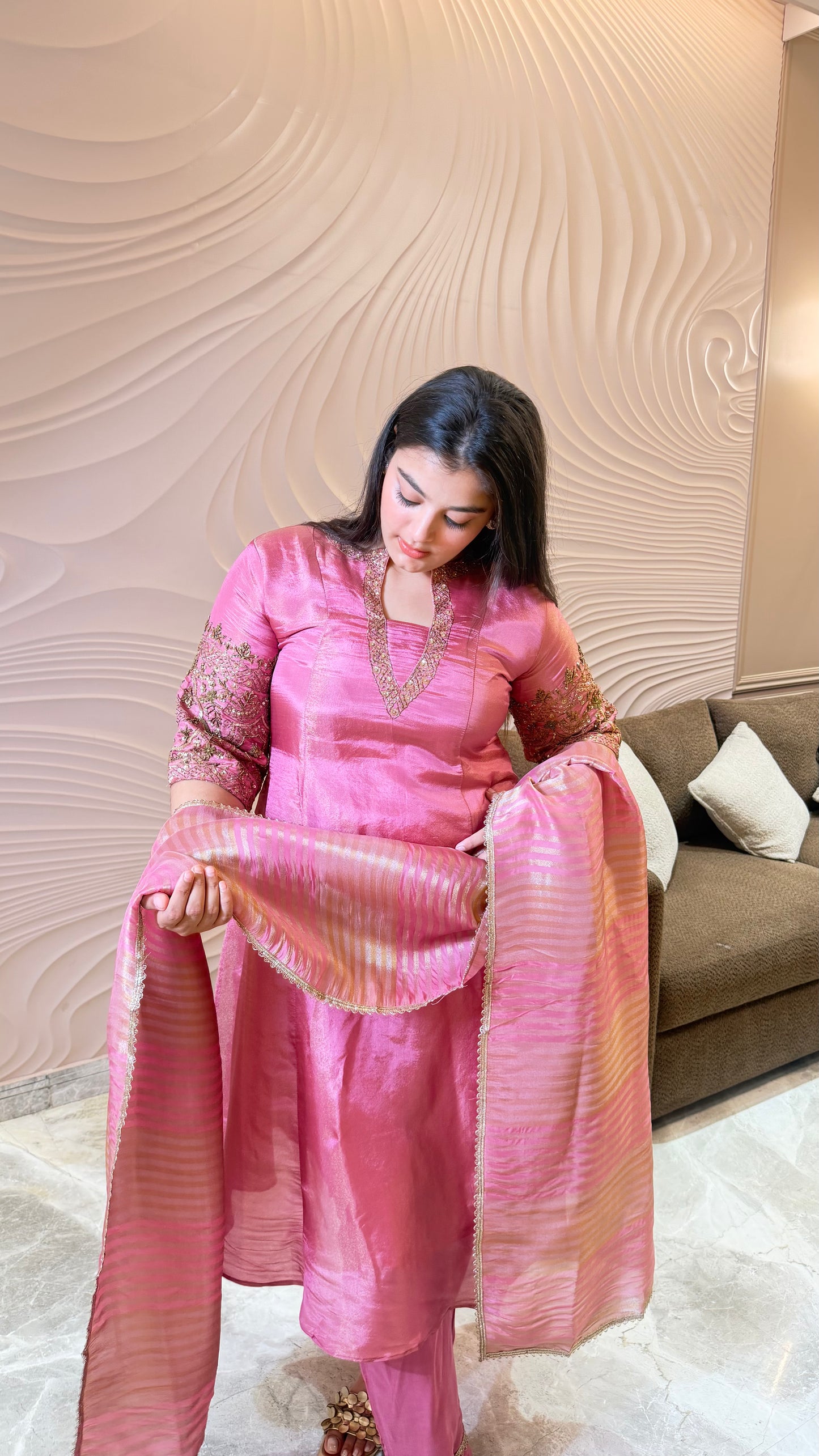 Aadya (Crush Tissue Suit)