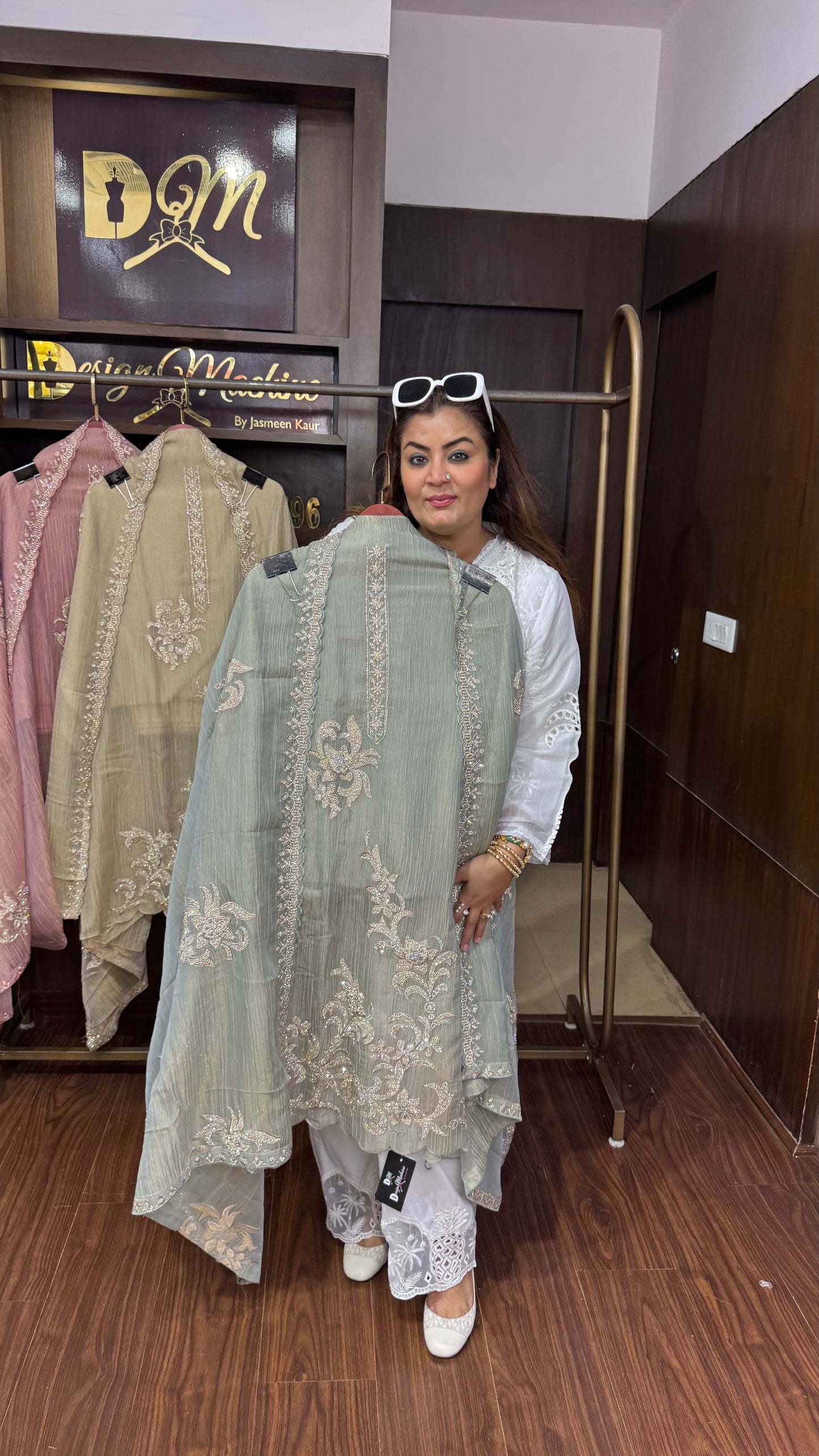 Glass Tissue Suit With Lining (Unstitch Suit)