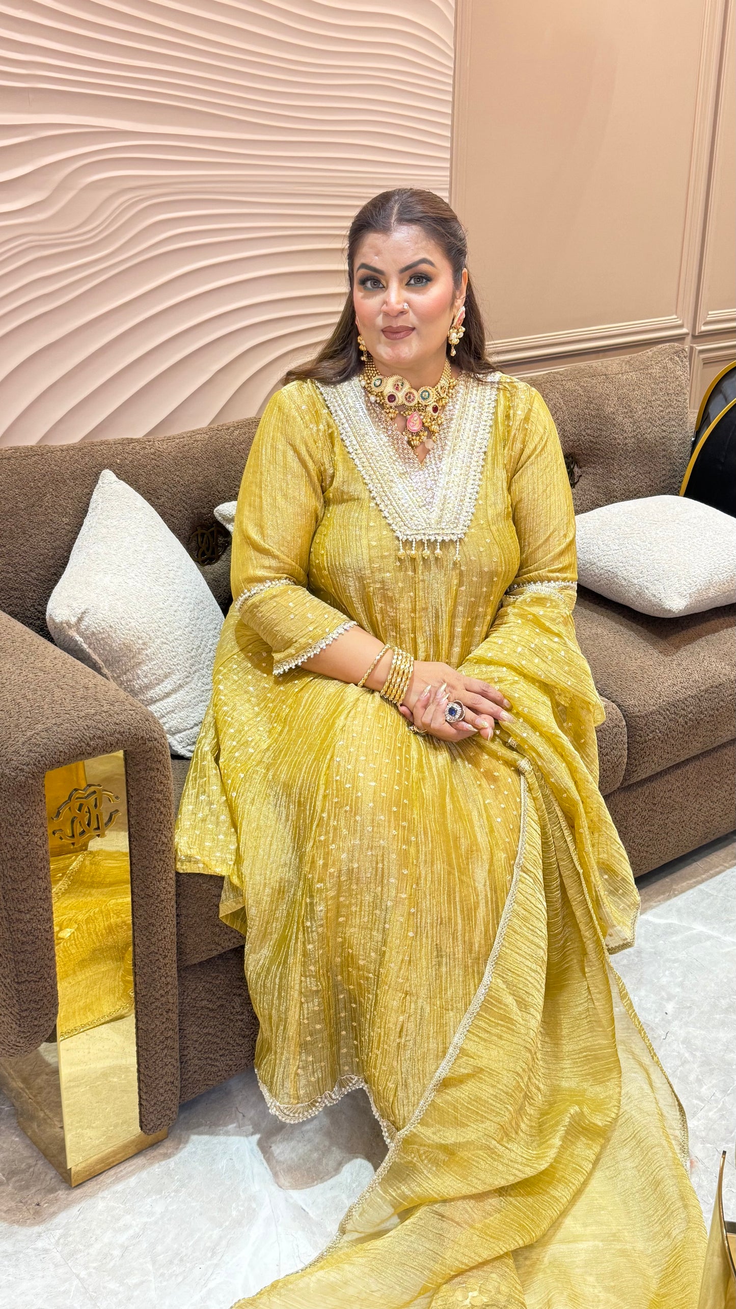 oo Glass Tissue Anarkali Suit