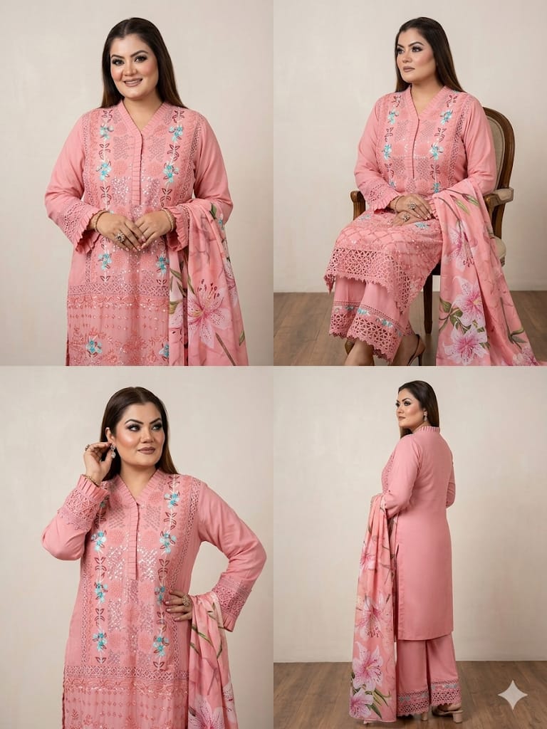 Embroidered Kurta Set (Cotton)