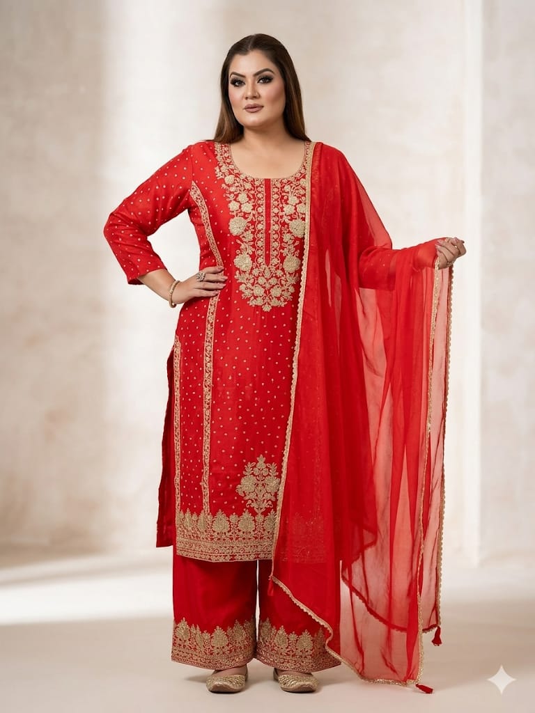 Elegant Suit Set With Embroidered Work (Chinnon)
