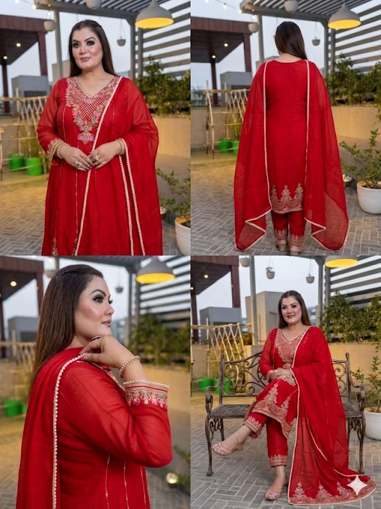 Royal Red Radiance Anarkali Set (Cotton)