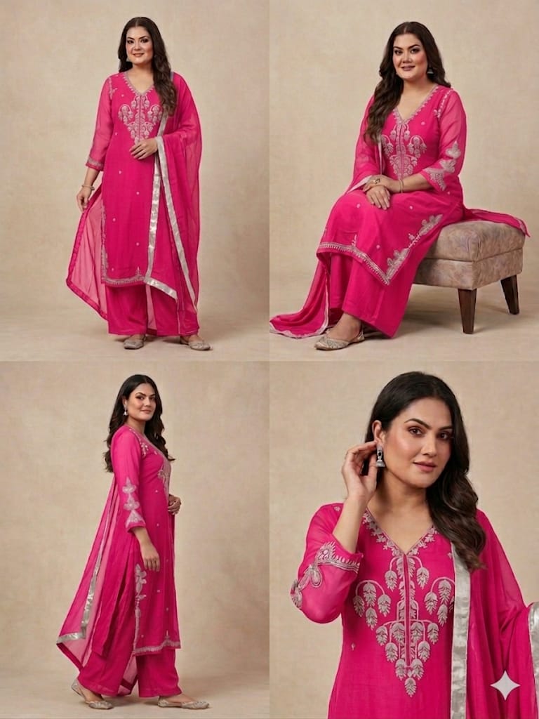 Embroidered Ethnic Wear Kurta Set With Pant (Georgette)