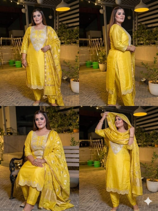 Elegant Embroidered Suit Set (Crepe)