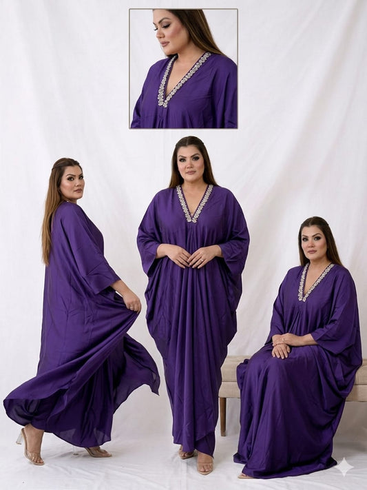 Rivelle Purple Drape Dress (Crepe Fabric)