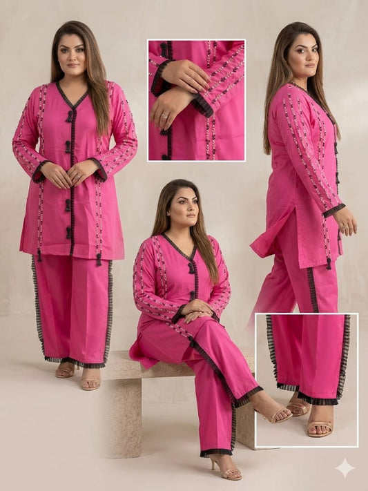Pink paradox Cord Set (Banana Crepe)