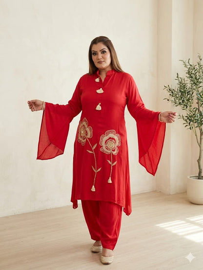 Rose Aura Chic Cord Set ( Crepe)