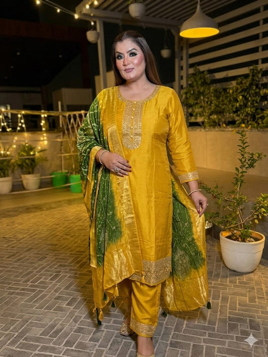 Haldi Glow Ethnic Set ( Crepe)