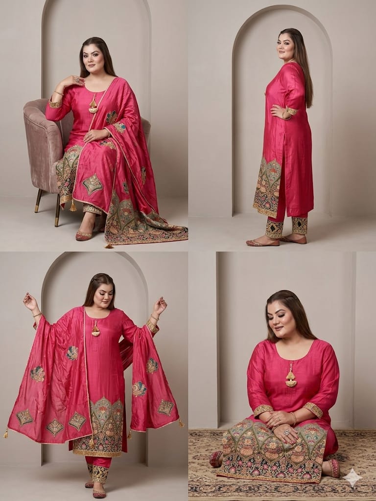 Elegant Embroidered Suit Set (Cotton)
