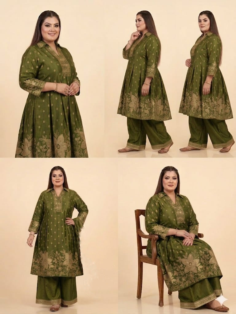 Elegance embroidered Short Anarkali Set (Crepe)