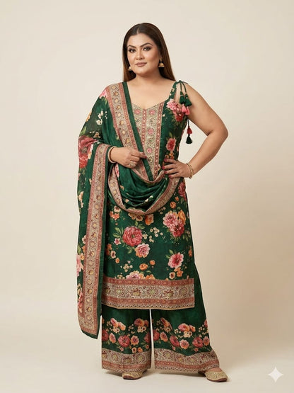 Flower Printed Kurta Set (Crepe)