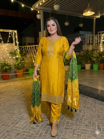 Haldi Glow Ethnic Set ( Crepe)