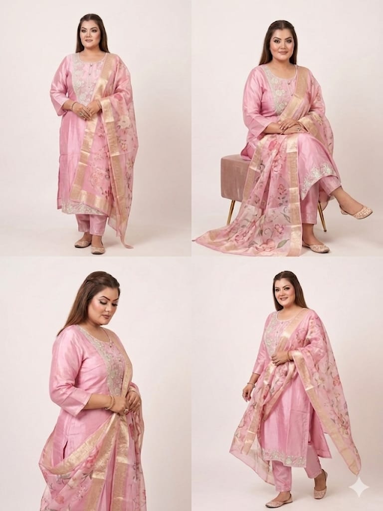 Elegant Embroidered Suit Set (Crepe)