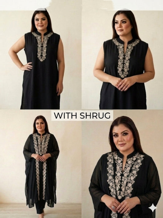 Hand Embroidered Kurti With Elegant Shrug (Georgette)