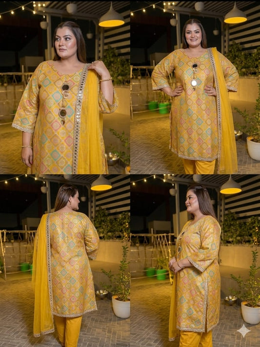 Zari Luxe Ochre Suit Set (Brocade)