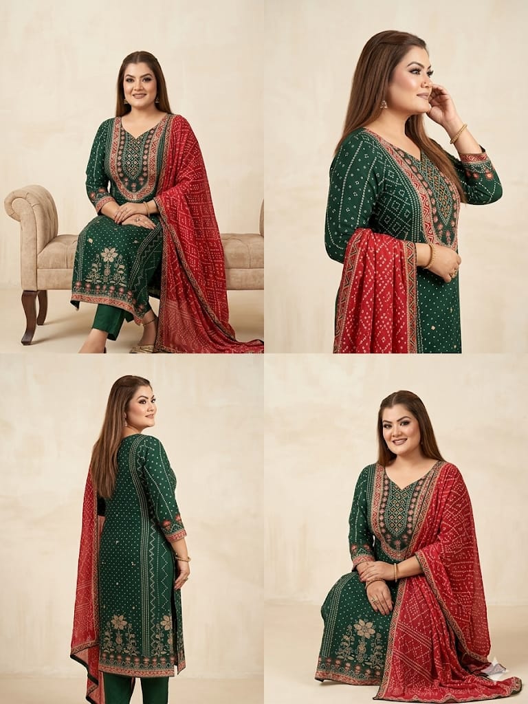Hand Crafted Bandhani kurta Set (Silk)