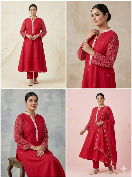 Ruby Grace Embroidered Kurta Set (Cotton)