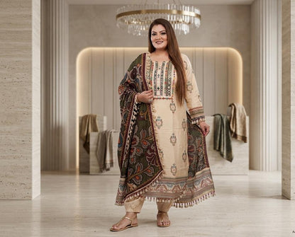 Royal Ethnic Embroidered Suit Set (Cotton)