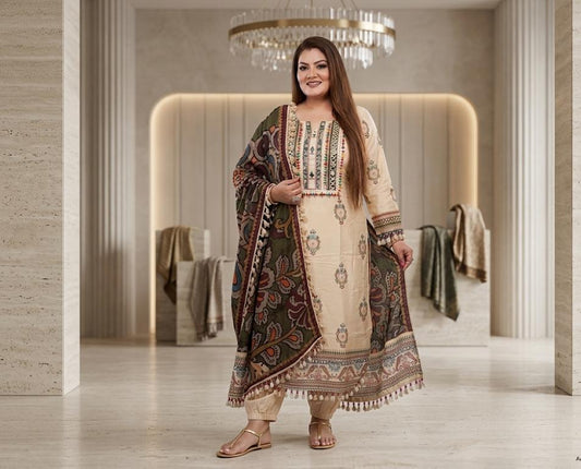 Royal Ethnic Embroidered Suit Set (Cotton)