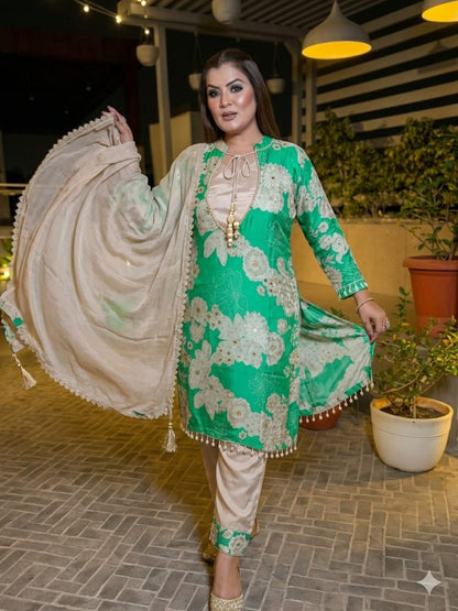 Emerald Bloom Suit Set (Crepe)