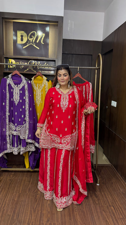 Aurvelis (Pure Crepe Sharara Suit)