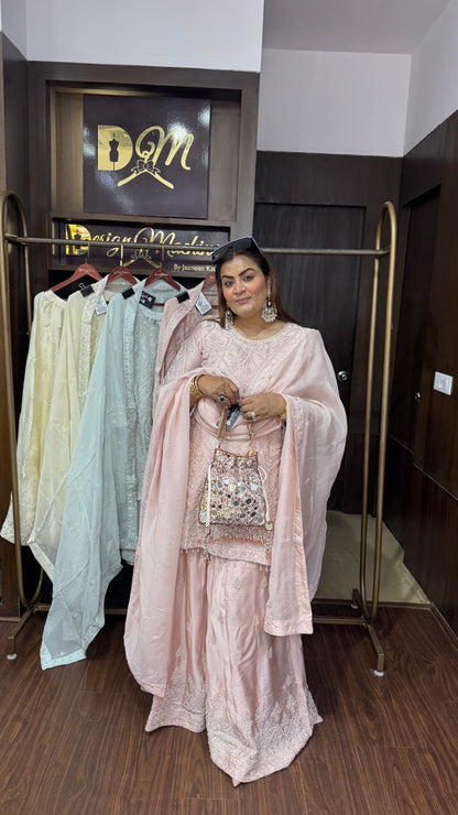Vezelis (Pure Crepe Sharara Suit)