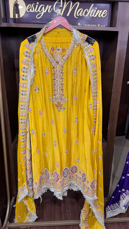 Avelira (Pure Crepe Chinnon Semi-stitch Sharara Suit)