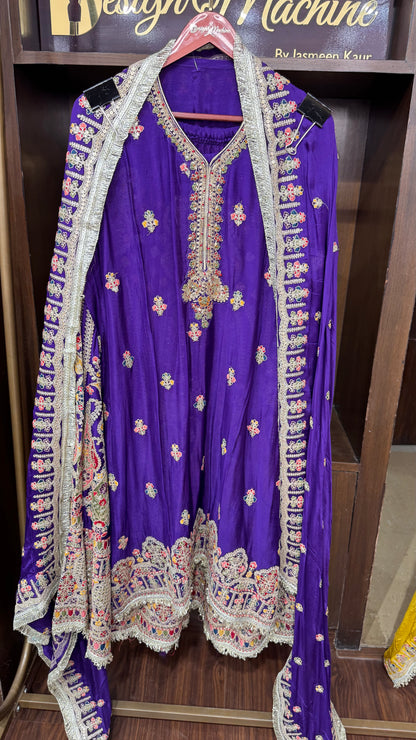 Avelira (Pure Crepe Chinnon Semi-stitch Sharara Suit)